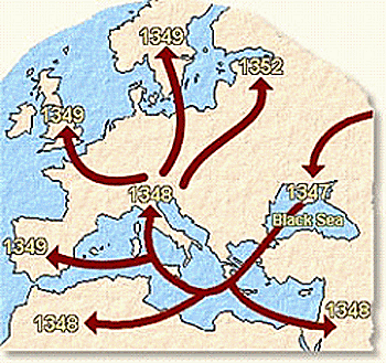 spread of black plague map